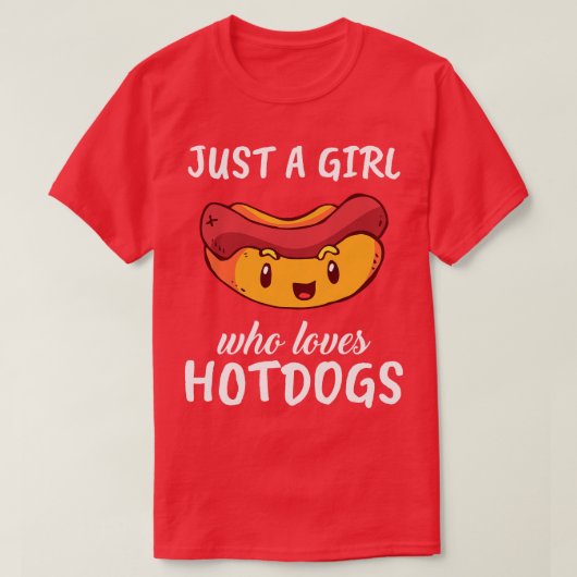 Gewoon een meisje dat van hotdogs houdt t-shirt (Design voorkant)