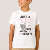 Gewoon een meisje dat van Husky houdt, Kawaii Dog T-shirt (Voorkant)