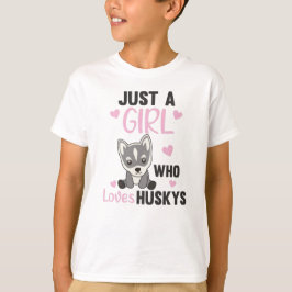 Gewoon een meisje dat van Husky houdt, Kawaii Dog T-shirt