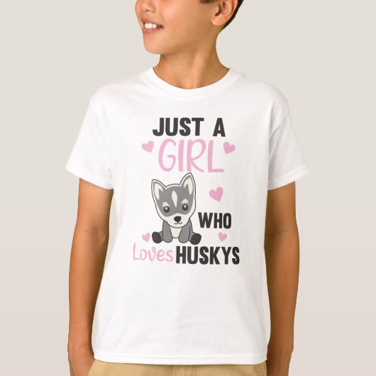 Gewoon een meisje dat van Husky houdt, Kawaii Dog  T-shirt (Voorkant)