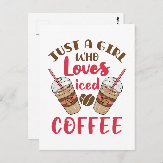 Gewoon een meisje dat van iced koffie houdt briefkaart (Voorkant / Achterkant)
