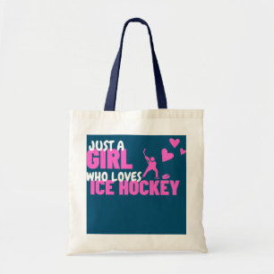 Gewoon een meisje dat van ijshockey houdt tote bag