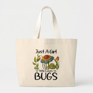 Gewoon een meisje dat van insecten houdt grote tote bag