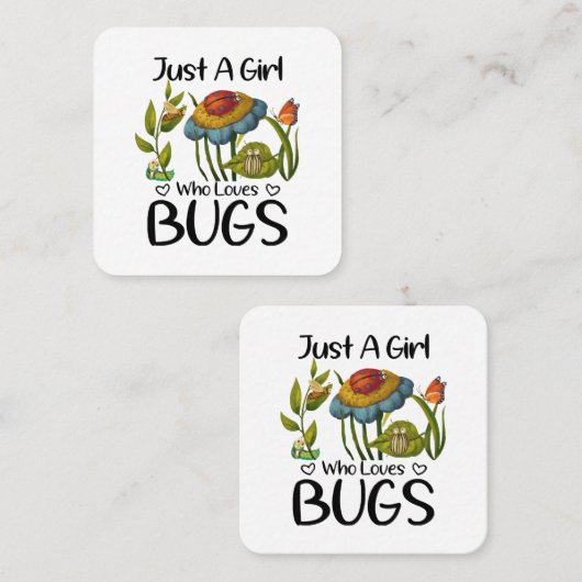 Gewoon een meisje dat van insecten houdt vierkante visitekaartje (Voorkant / Achterkant)
