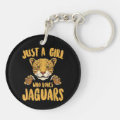 Gewoon een meisje dat van jaguars houdt, grappige  sleutelhanger (Achterkant)