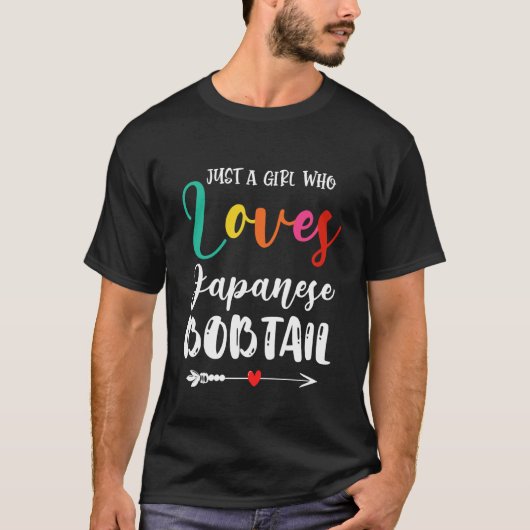 Gewoon een meisje dat van Japanse Bobtail kattenmo T-shirt (Voorkant)