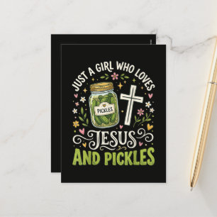 Gewoon een meisje dat van Jezus en augurken houdt Feestdagenkaart