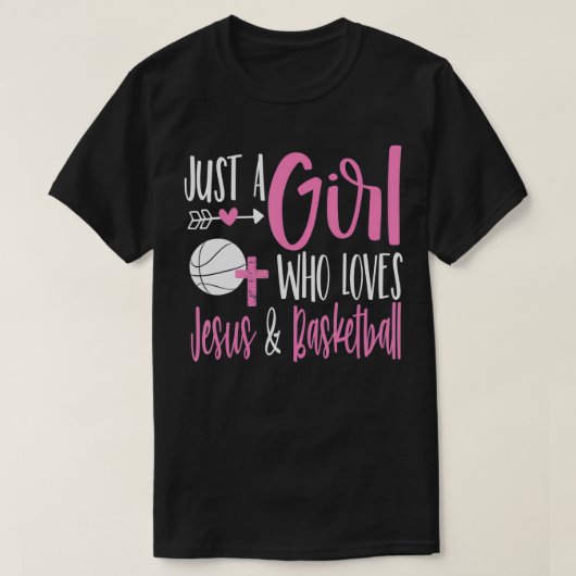 Gewoon een meisje dat van Jezus en basketbal Chris T-shirt (Design voorkant)