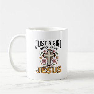 Gewoon een meisje dat van Jezus houdt Bloemkruis s Koffiemok