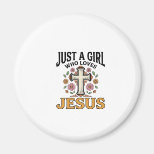 Gewoon een meisje dat van Jezus houdt Bloemkruis s Magneet