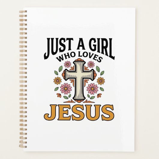 Gewoon een meisje dat van Jezus houdt Bloemkruis s Planner (Voorkant)