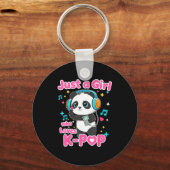 Gewoon een meisje dat van K-p Schattige Panda houd Sleutelhanger (Voorkant)