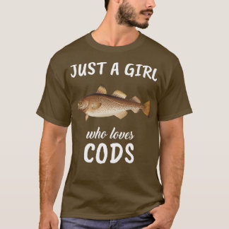 Gewoon een meisje dat van kabeljauw houdt t-shirt