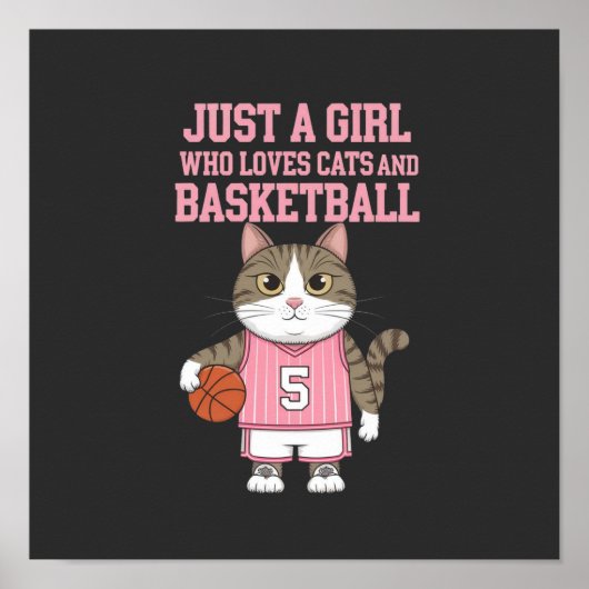 Gewoon een meisje dat van katten en basketbal houd poster (Voorkant)
