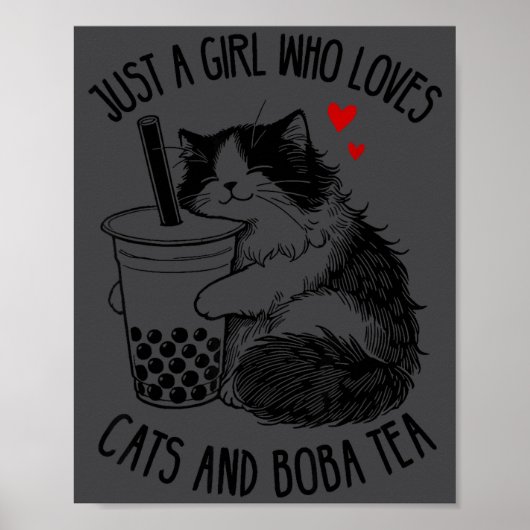 Gewoon Een Meisje Dat Van Katten En Boba Thee Ragd Poster (Voorkant)