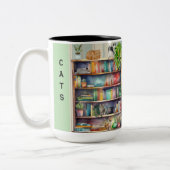 Gewoon een meisje dat van katten en boeken houdt tweekleurige koffiemok (Links)