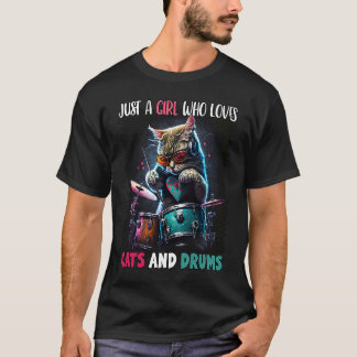 Gewoon Een Meisje Dat Van Katten En Drums Houdt Sc T-shirt