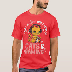 Gewoon een meisje dat van katten en gamen houdt Cu T-shirt