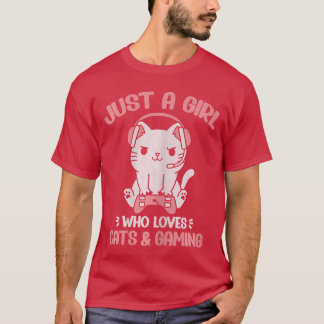Gewoon een meisje dat van katten en gamen houdt Sc T-shirt