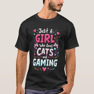 Gewoon een meisje dat van katten en gamen houdt -  t-shirt