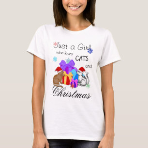 Gewoon een meisje dat van katten en kerst houdt t-shirt