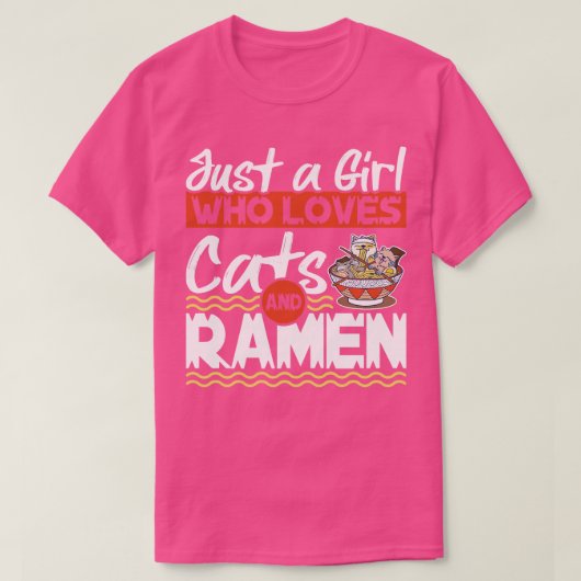 Gewoon een meisje dat van katten en Ramen Kawaii K T-shirt (Design voorkant)