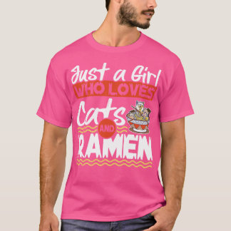 Gewoon een meisje dat van katten en Ramen Kawaii K T-shirt