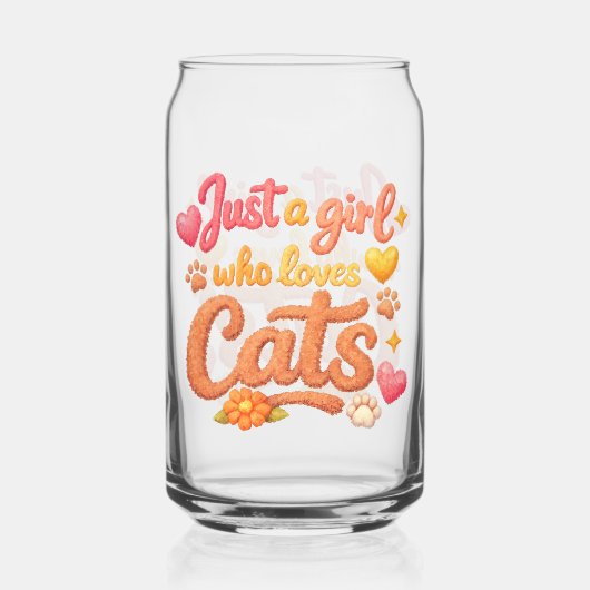Gewoon een meisje dat van katten houdt. blikvorm glas (Voorkant)