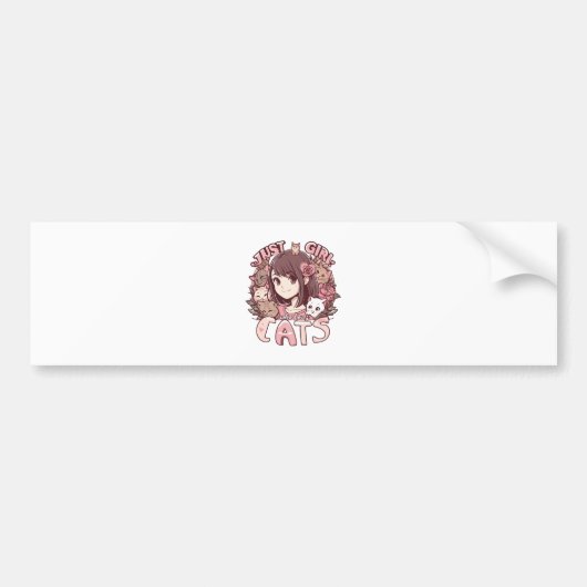 gewoon een meisje dat van katten houdt bumpersticker (Voorkant)