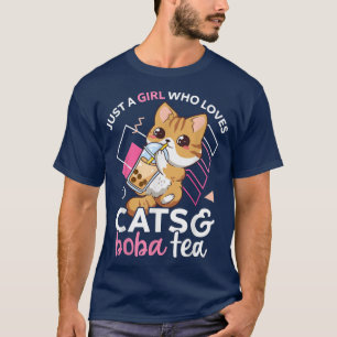 Gewoon een meisje dat van katten houdt en Boba Tea T-shirt