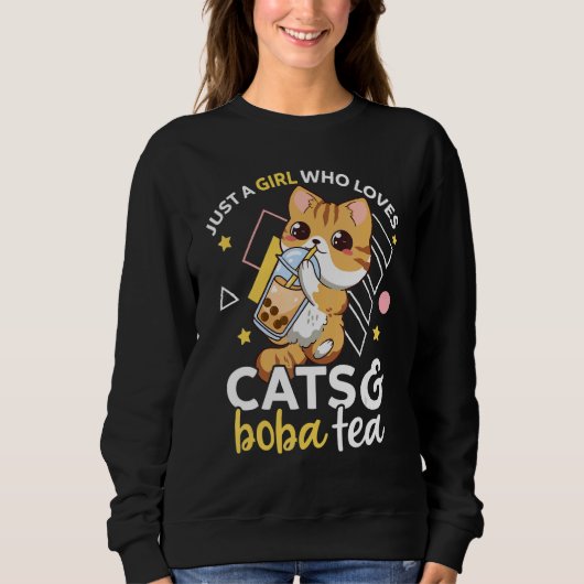 Gewoon een meisje dat van katten houdt en Boba Tea Trui (Voorkant)