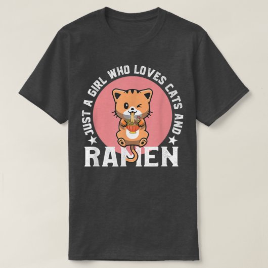 Gewoon een meisje dat van katten houdt en Ramen Bo T-shirt (Design voorkant)