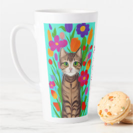 Gewoon een meisje dat van katten houdt | Folk Art Latte Mok