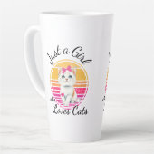 Gewoon een meisje dat van katten houdt latte mok (Linkerhoek)