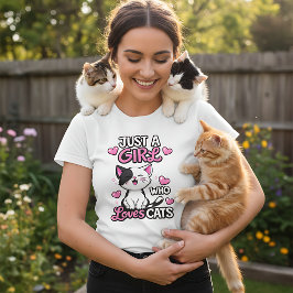 Gewoon een meisje dat van katten houdt leuk katten t-shirt