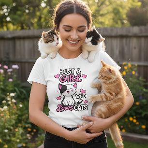 Gewoon een meisje dat van katten houdt leuk katten t-shirt