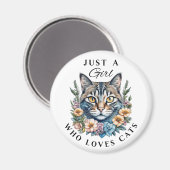 Gewoon een meisje dat van katten houdt magneet (Voorkant / Achterkant)