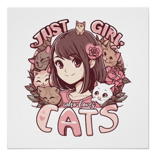 gewoon een meisje dat van katten houdt perfect poster (Voorkant)