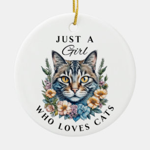 Gewoon een meisje dat van katten houdt Persoonlijk Keramisch Ornament