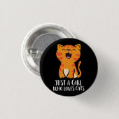 Gewoon een meisje dat van katten houdt Pullover Ronde Button 3,2 Cm (Voorkant /achterkant)