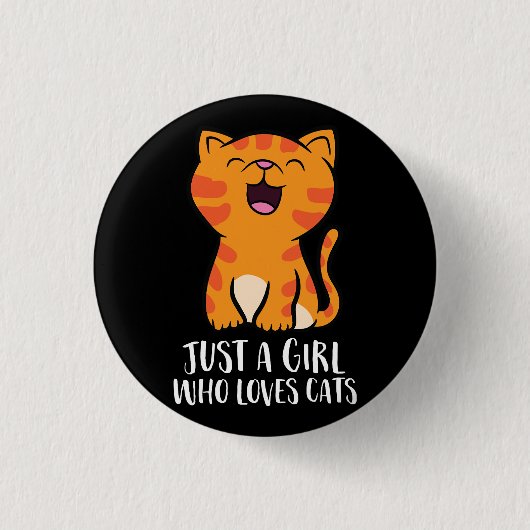 Gewoon een meisje dat van katten houdt Pullover Ronde Button 3,2 Cm (Voorkant)