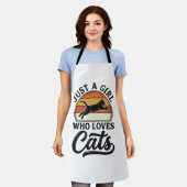 Gewoon een meisje dat van katten houdt Retro Vinta Schort (Gedragen)
