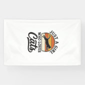 Gewoon een meisje dat van katten houdt Retro Vinta Spandoek (Horizontaal)