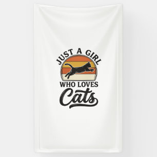 Gewoon een meisje dat van katten houdt Retro Vinta Spandoek