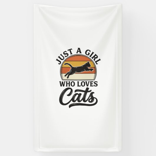 Gewoon een meisje dat van katten houdt Retro Vinta Spandoek (Verticaal)