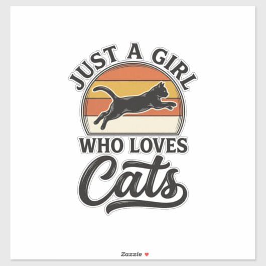 Gewoon een meisje dat van katten houdt Retro vinta Sticker (Vel)