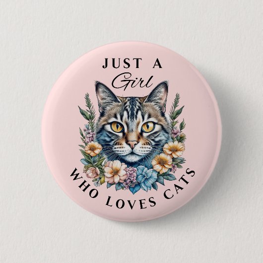 Gewoon een meisje dat van katten houdt ronde button 5,7 cm (Voorkant)