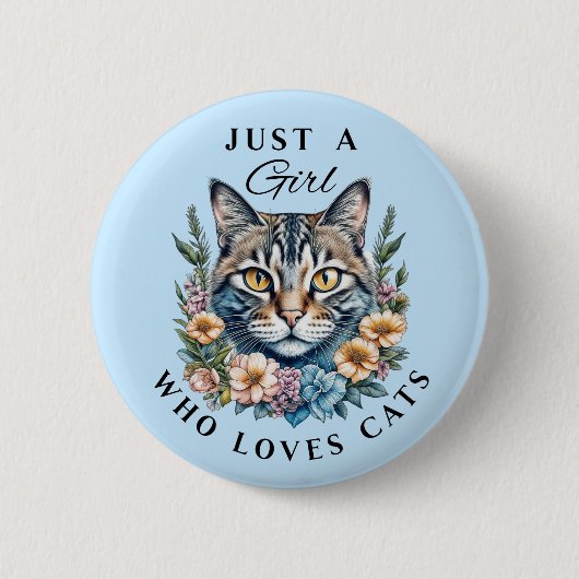 Gewoon een meisje dat van katten houdt ronde button 5,7 cm (Voorkant)