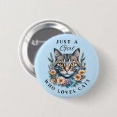 Gewoon een meisje dat van katten houdt ronde button 5,7 cm (Voorkant /achterkant)