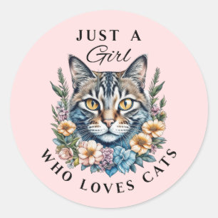 Gewoon een meisje dat van katten houdt ronde sticker